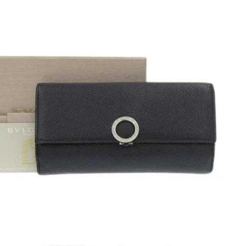 Pre-owned Leather wallets Bvlgari Vintage , Black , Dames