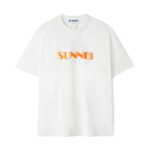 Geborduurd Logo T-Shirt Sunnei , White , Heren