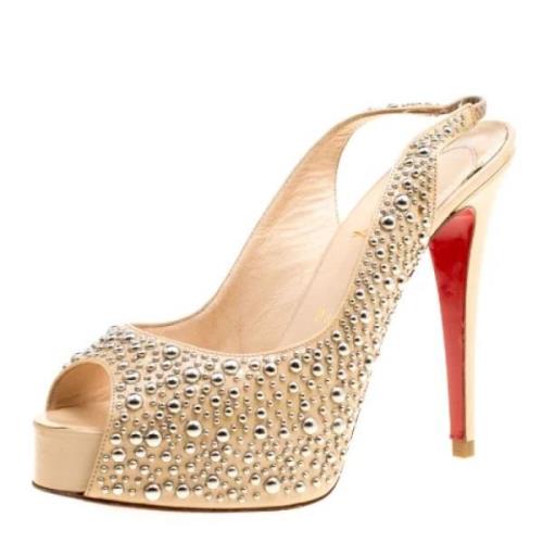 Pre-owned Leather sandals Christian Louboutin Pre-owned , Beige , Dame...