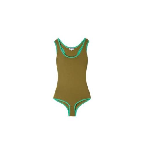 Rekbare olijfgroene jersey body Sunnei , Green , Dames