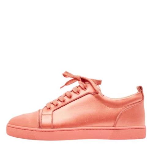 Pre-owned Satin sneakers Christian Louboutin Pre-owned , Pink , Dames