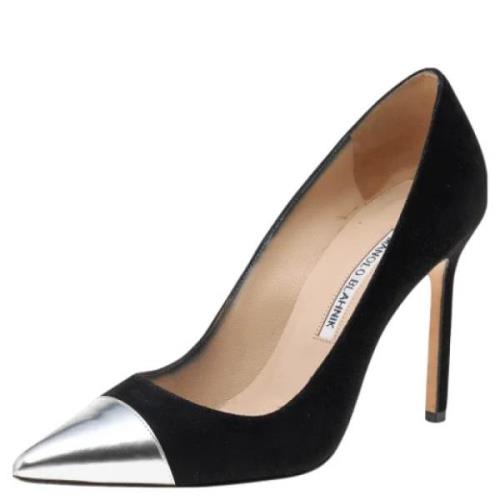Pre-owned Leather heels Manolo Blahnik Pre-owned , Black , Dames