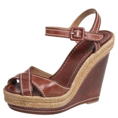 Pre-owned Leather sandals Christian Louboutin Pre-owned , Brown , Dame...