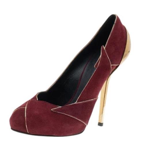 Pre-owned Suede heels Giuseppe Zanotti Pre-owned , Red , Dames