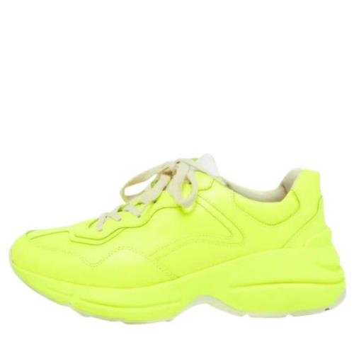 Pre-owned Leather sneakers Gucci Vintage , Yellow , Dames