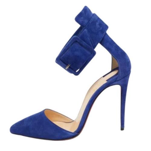 Pre-owned Suede heels Christian Louboutin Pre-owned , Blue , Dames