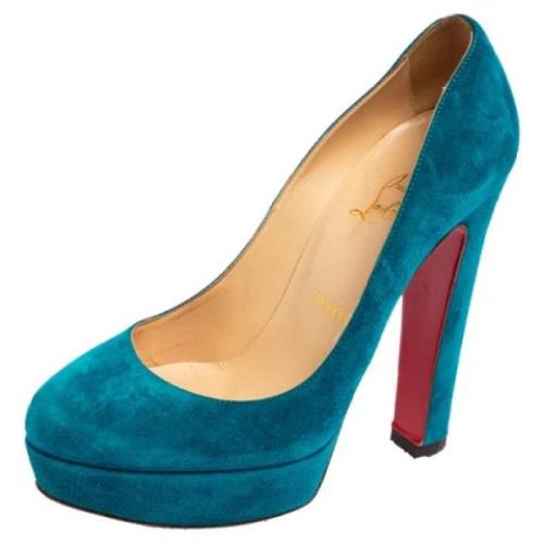 Pre-owned Suede heels Christian Louboutin Pre-owned , Blue , Dames