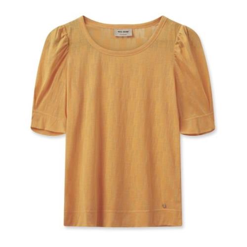 Feminine Burn-Out Tee met Pofmouwen MOS Mosh , Brown , Dames