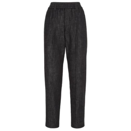 Zwarte high-waisted tapered jeans Brunello Cucinelli , Black , Dames