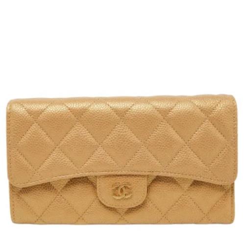 Pre-owned Leather wallets Chanel Vintage , Yellow , Dames
