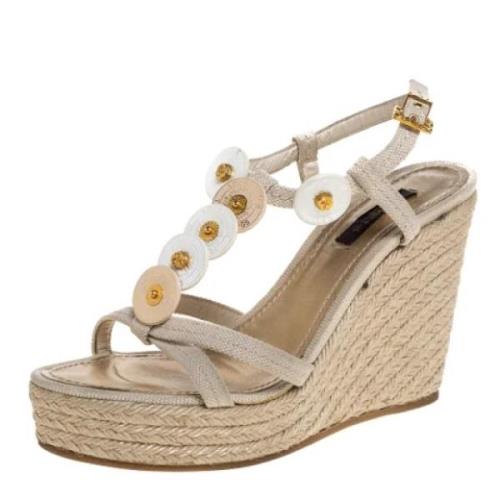 Pre-owned Canvas sandals Louis Vuitton Vintage , Beige , Dames