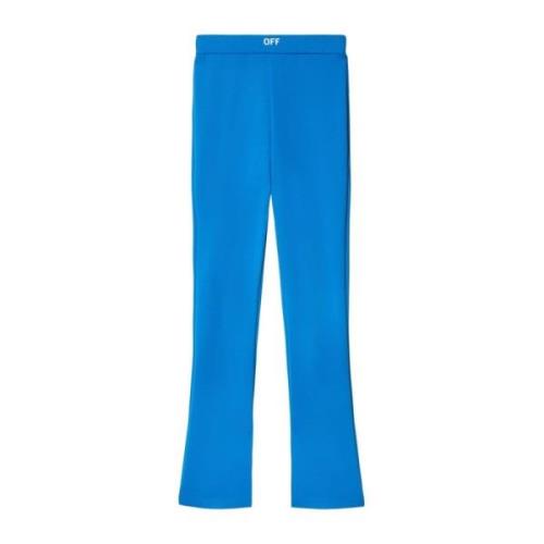 Ocean Blue Hoge Taille Broek Off White , Blue , Dames