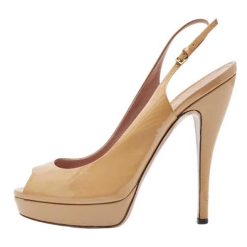 Pre-owned Leather heels Gucci Vintage , Beige , Dames