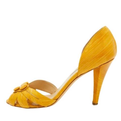 Pre-owned Leather sandals Oscar De La Renta Pre-owned , Yellow , Dames