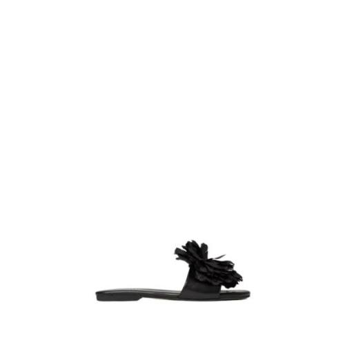 Bloemen Slide Sandalen Twinset , Black , Dames