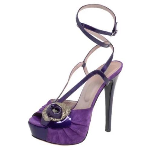 Pre-owned Leather sandals Versace Pre-owned , Purple , Dames