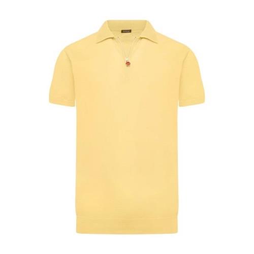 Gele Katoenen Rits Polo Shirt Kiton , Yellow , Heren