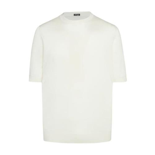 Zijden Ronde Hals T-Shirt Kiton , White , Heren
