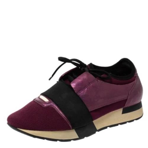 Pre-owned Leather sneakers Balenciaga Vintage , Purple , Dames