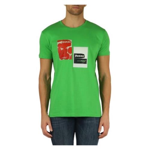 Katoenen T-shirt met Logo Print Daniele Alessandrini , Green , Heren
