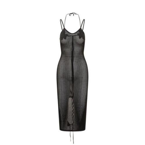 Fishnet Midi Jurk Andrea Adamo , Black , Dames