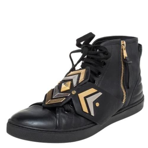 Pre-owned Leather sneakers Louis Vuitton Vintage , Black , Dames