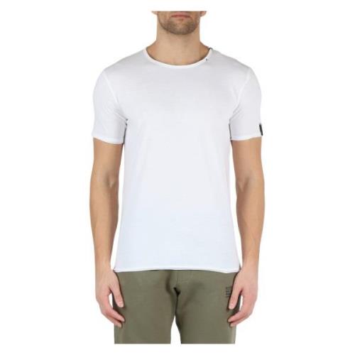 Katoenen T-shirt met geborduurd logo Replay , White , Heren