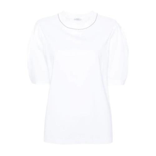 Kralenafwerking T-shirt Peserico , White , Dames