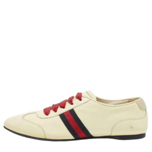 Pre-owned Leather sneakers Gucci Vintage , Beige , Dames