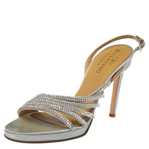 Pre-owned Satin sandals Valentino Vintage , Gray , Dames
