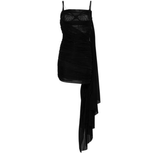 Zwarte Jurk met Gedrapeerd Paneel Mugler , Black , Dames