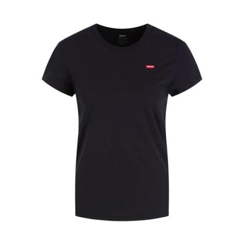 Zwart Casual T-shirt met Logo Patch Levi's , Black , Dames