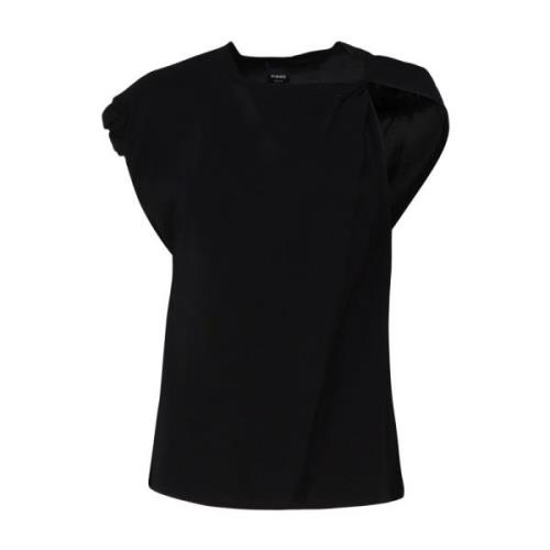 Zwarte Mouwloze Katoenen Shirt Pinko , Black , Dames