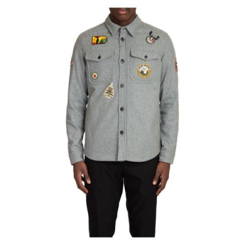 Wollen Shirt met Burton Patches MC2 Saint Barth , Gray , Heren