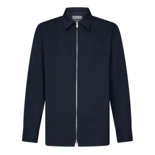 Blauwe Overhemden met Tweewegritssluiting Jil Sander , Blue , Heren