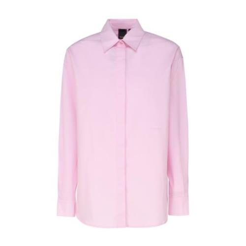 Klassieke Roze Shirt met Geborduurd Logo Pinko , Pink , Dames