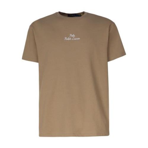 Geborduurd katoenen T-shirt in Khaki Polo Ralph Lauren , Brown , Heren