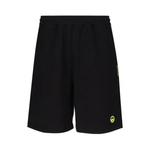 Zwarte Katoenen Shorts met Smile Logo Barrow , Black , Heren