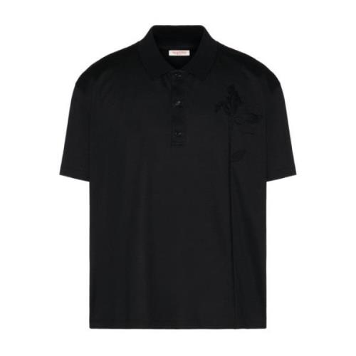 Zwarte T-shirts en Polos met Bloemenapplicatie Valentino Garavani , Bl...