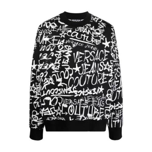 Zwarte Katoenen Sweatshirt voor Heren Versace Jeans Couture , Black , ...