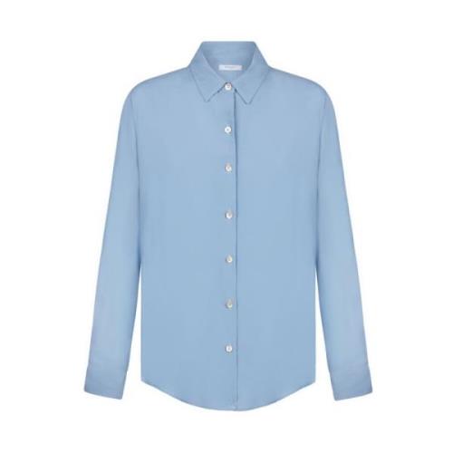 Blauwe Crêpe Shirt met Vloeibare en Lichtgewicht Textuur Boglioli , Bl...