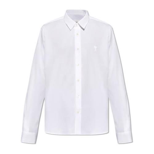 Shirt met logo Ami Paris , White , Heren