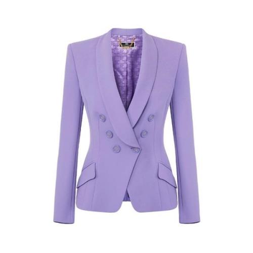 Dubbelbreasted Blazer in Iris Crêpe Elisabetta Franchi , Purple , Dame...