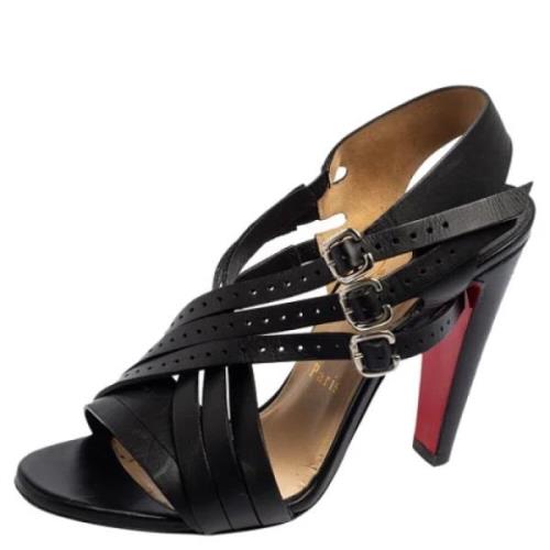 Pre-owned Leather sandals Christian Louboutin Pre-owned , Black , Dame...