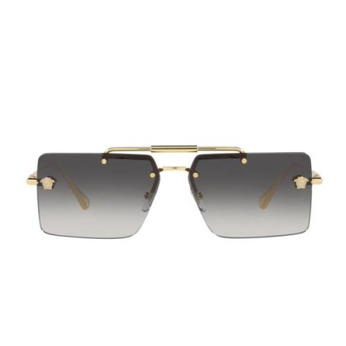 Rechthoekige zonnebril met dubbele gouden brug en logo Versace , Yello...