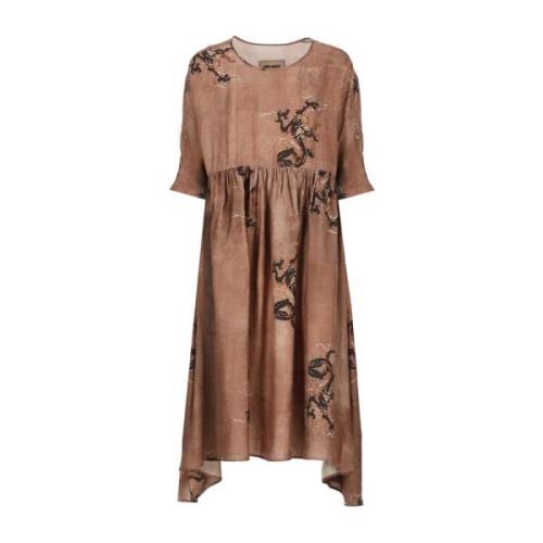 Bruine jurk met contrasterend patroon UMA Wang , Brown , Dames