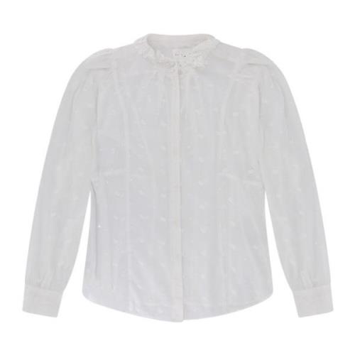 Witte Gerimpelde Crew-neck Shirt Isabel Marant , White , Dames