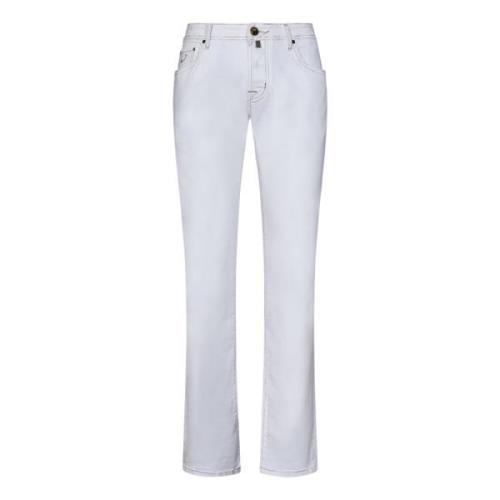 Witte Slim Fit Jeans met Naples Print Jacob Cohën , White , Heren