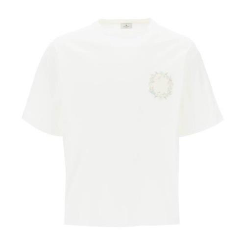 Bloemen Pegasus Geborduurd T-shirt Etro , White , Heren