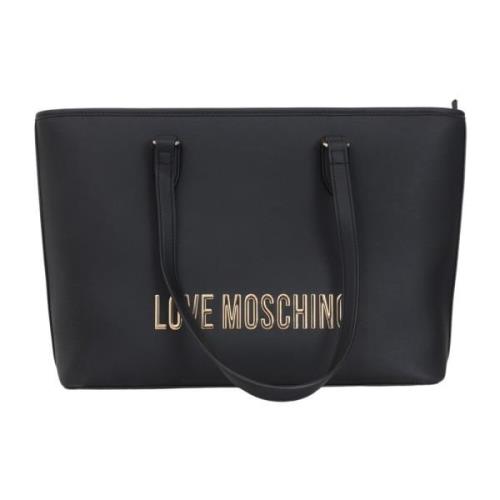 Zwarte Eco-Vriendelijke Shopper Tas met Logo Belettering Love Moschino...